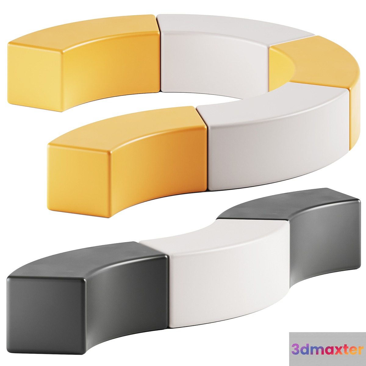 SOFT SNAKE Bench by Slide Design 3D Max