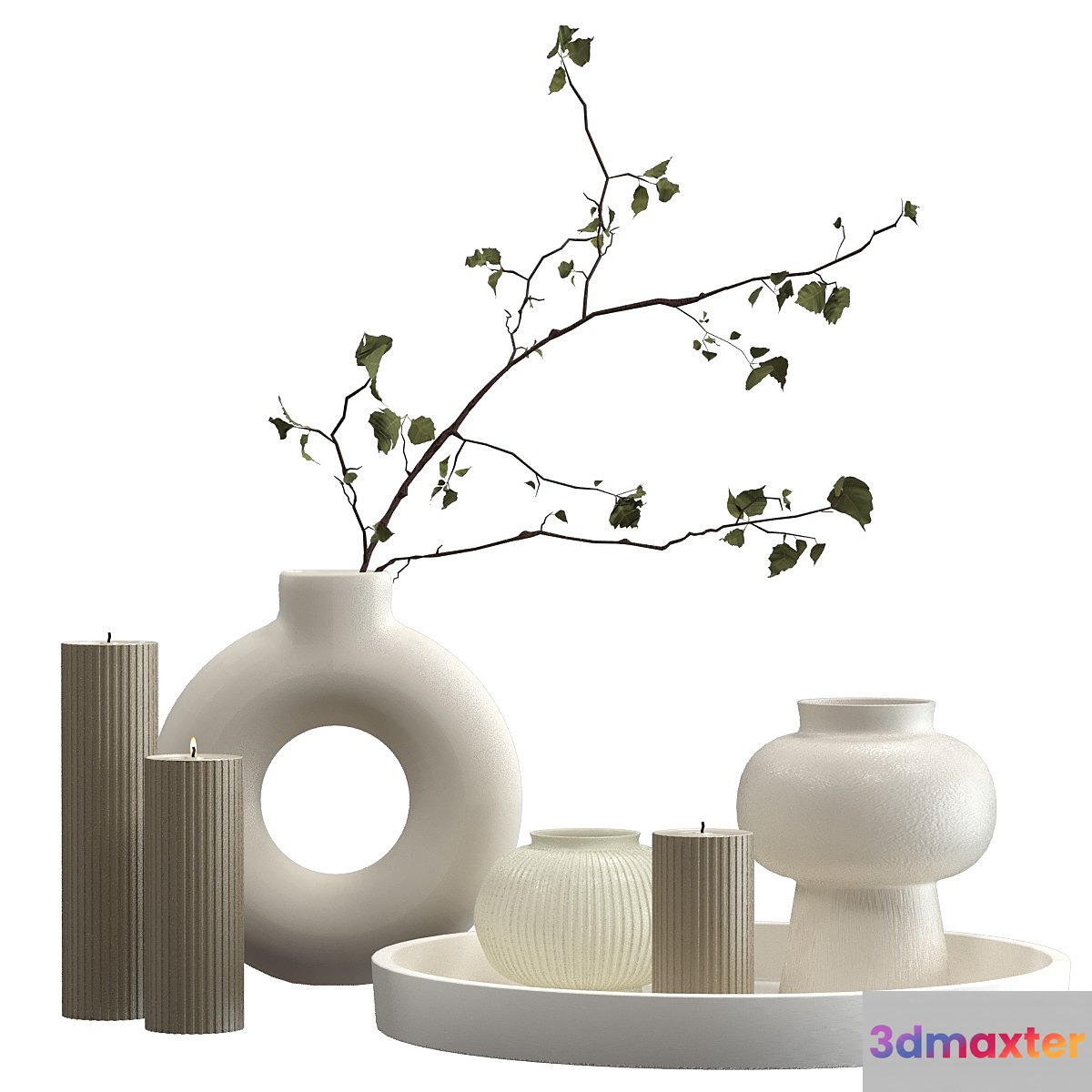 Decorative set with candles and vases - No.2
