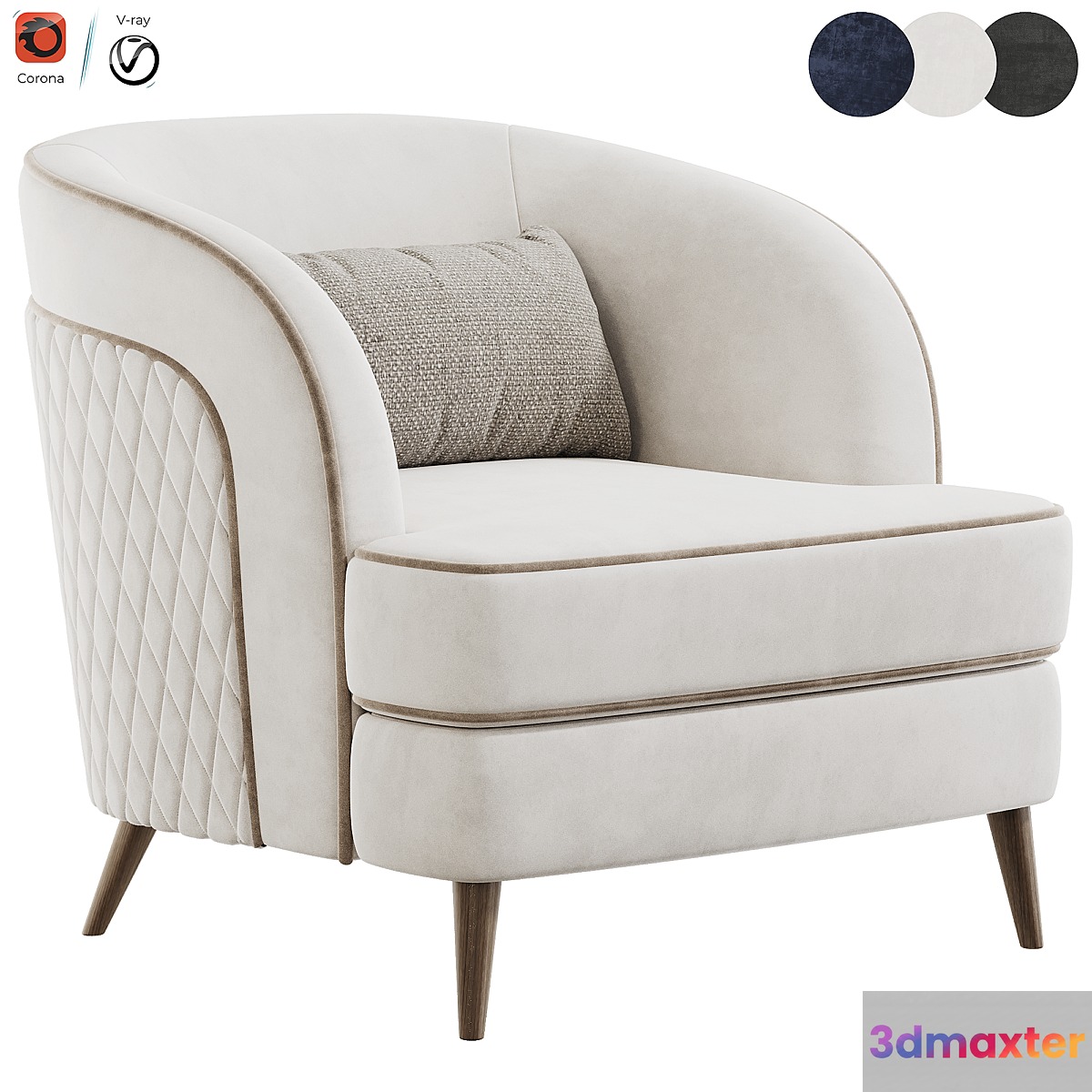 FH 7272 Boston Arm Chairs Pair 3D Max