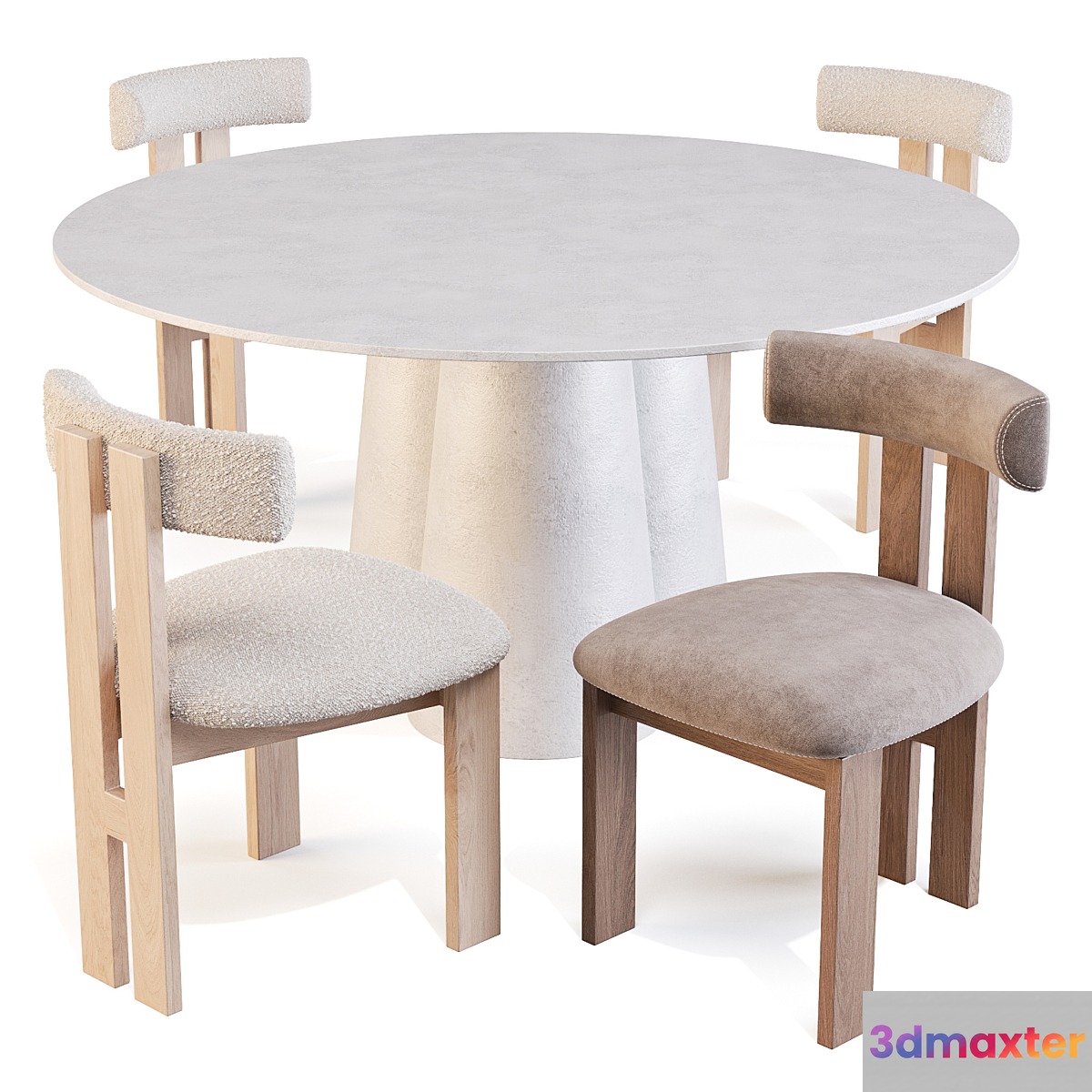 Dining Set: Crate and Barrel (Davenport Table and Ceremonie Chairs) 3D Max