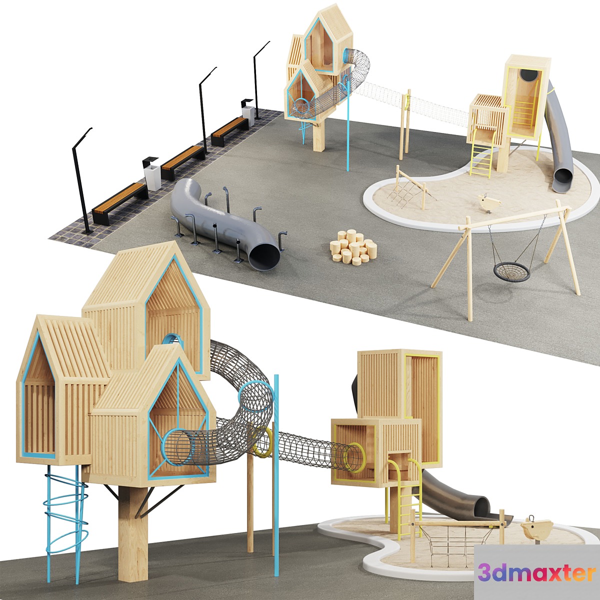 modern wooden playground