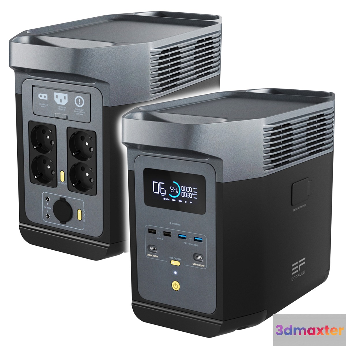 EcoFlow DELTA 2 charging station and battery 3D Max