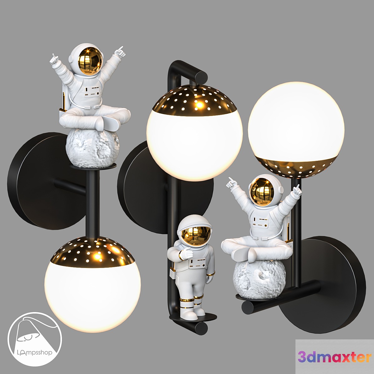 LampsShop.com B4428 B4429 B4430 Sconce Astroneer 3D Max