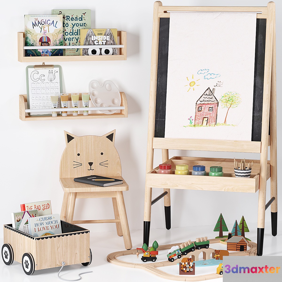 Crate and Barrel Wooden Art Easel Toy and Decor for Kids