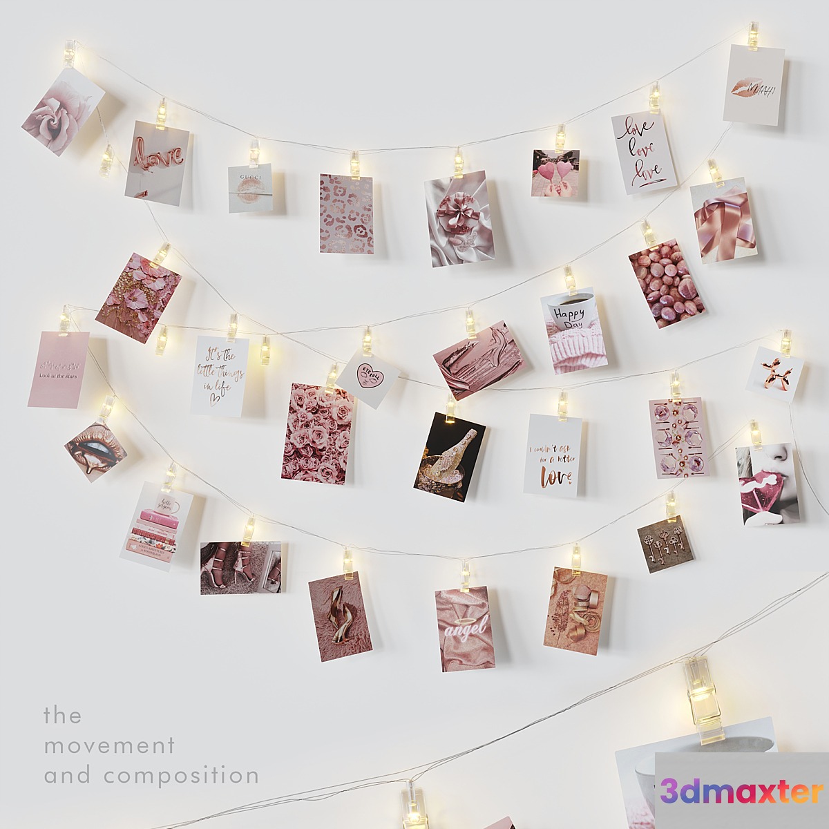 Editable photo garland love 3D Max