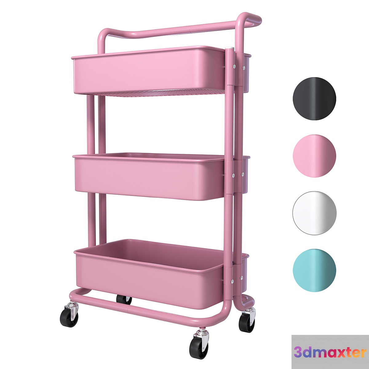 SPOWAY. Bookcase on wheels trolley organizer for storage - No.2 3D Max