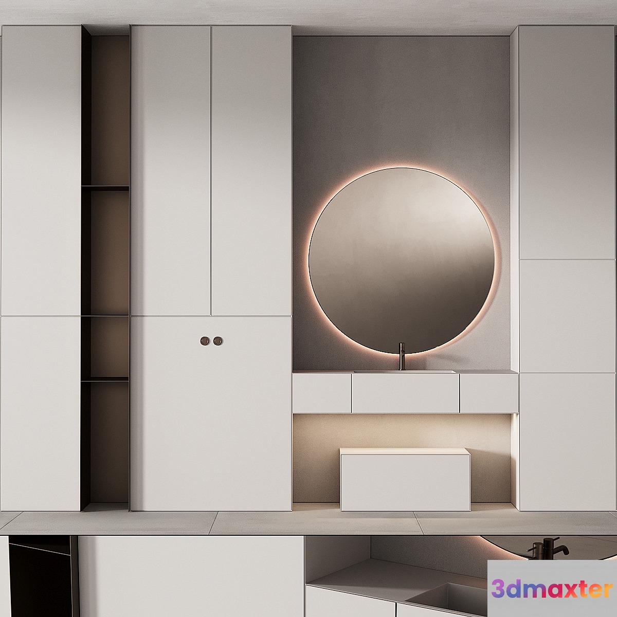 249 bathroom furniture 07 minimal modern round mirror - No.2