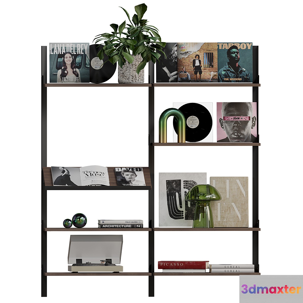 Decorative shelf with vinyl records 2 3D Max