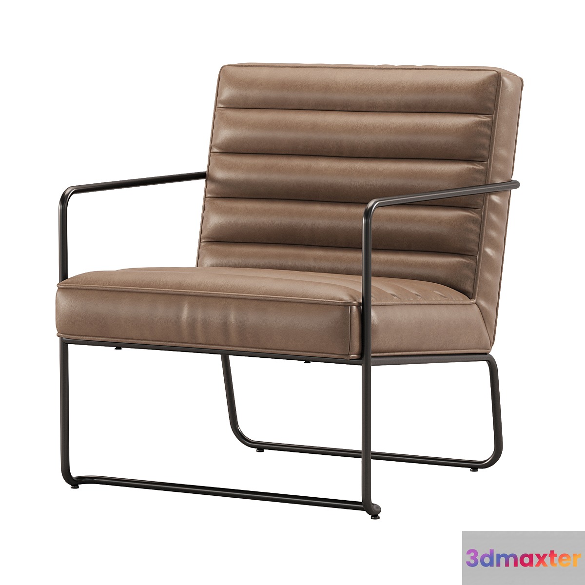 Industrial Metal Accent Chair with Horizontal Channeling 3D Max