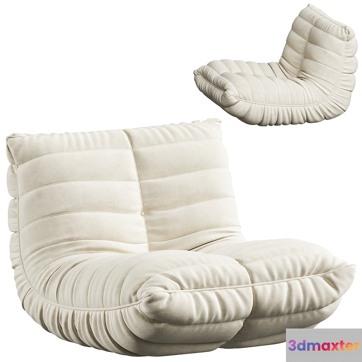 Suede Armless Bean Bag Chair & Lounger by Trule 3D Max