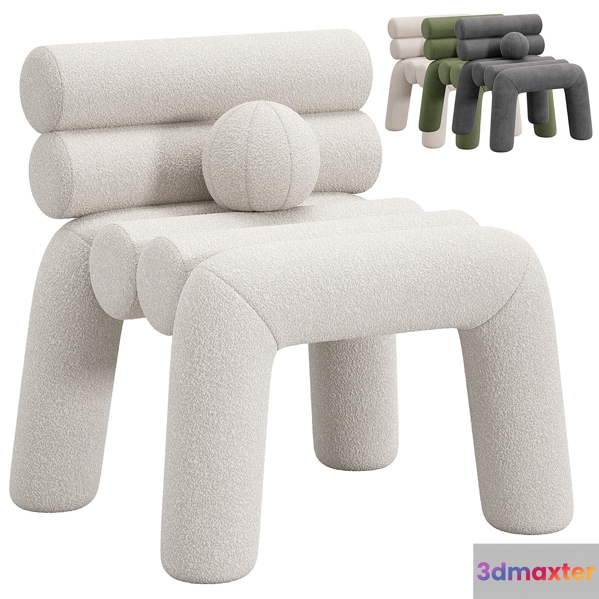Beige Velvet Accent Chair by Homary