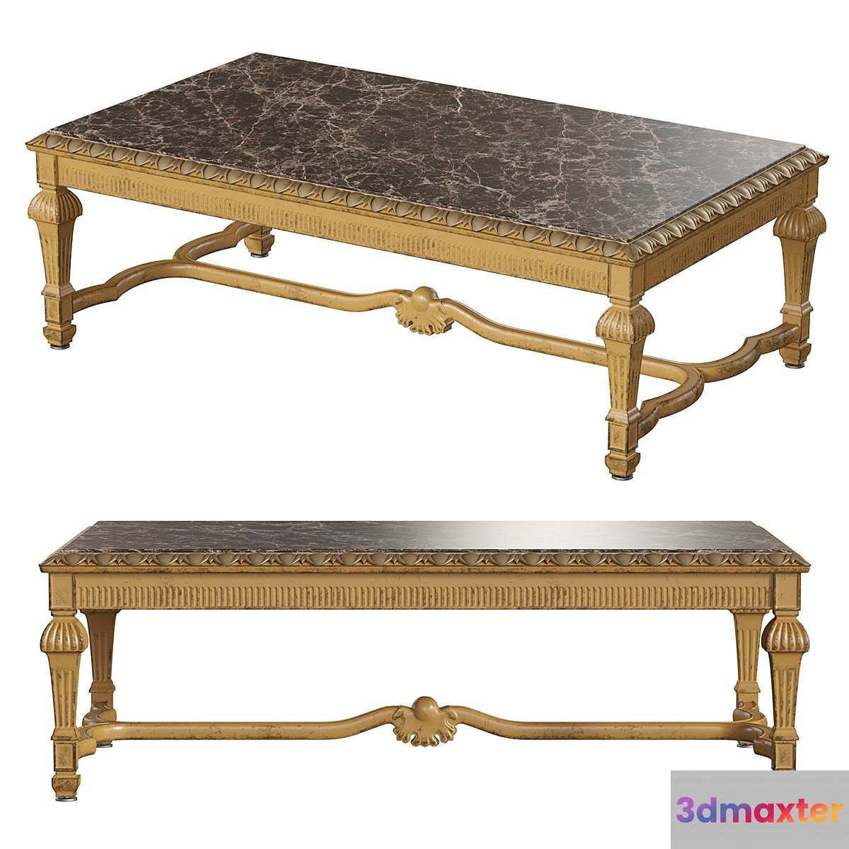 Old Antique Classic Table Basse Louis XIV - No.2 3D Max