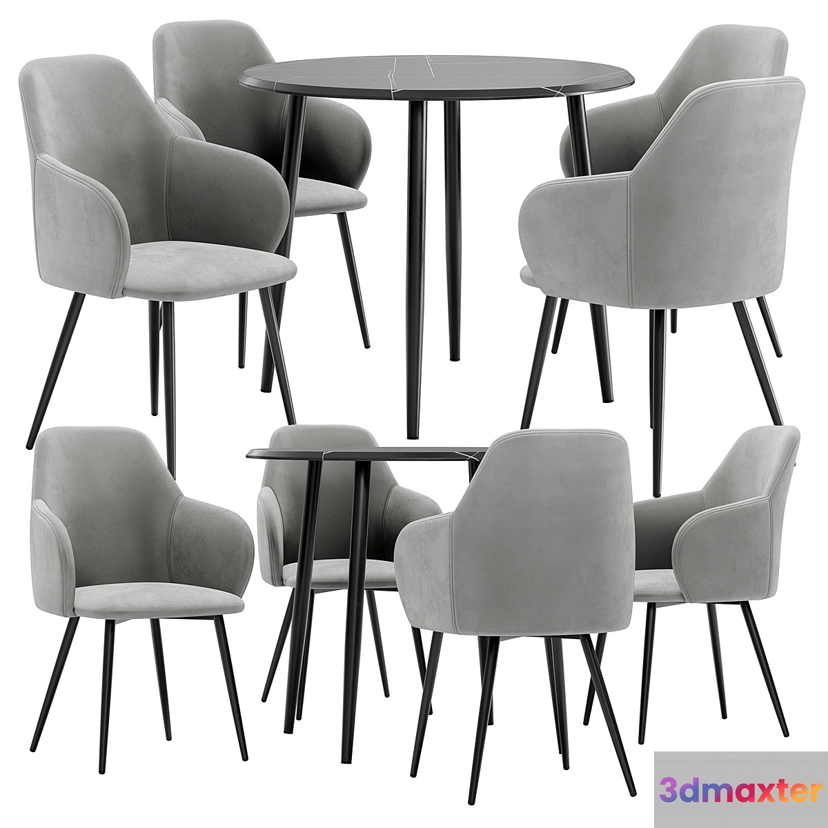 Madrid dining chair and Abilene table 3D Max