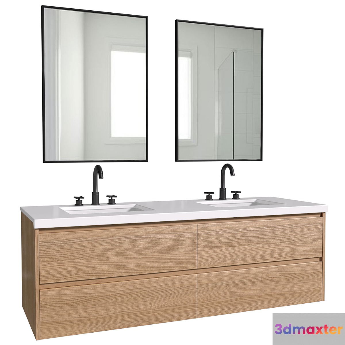 Modern Bathroom Furniture.Washbasin Cabinet With Built-in Basin 3D Max