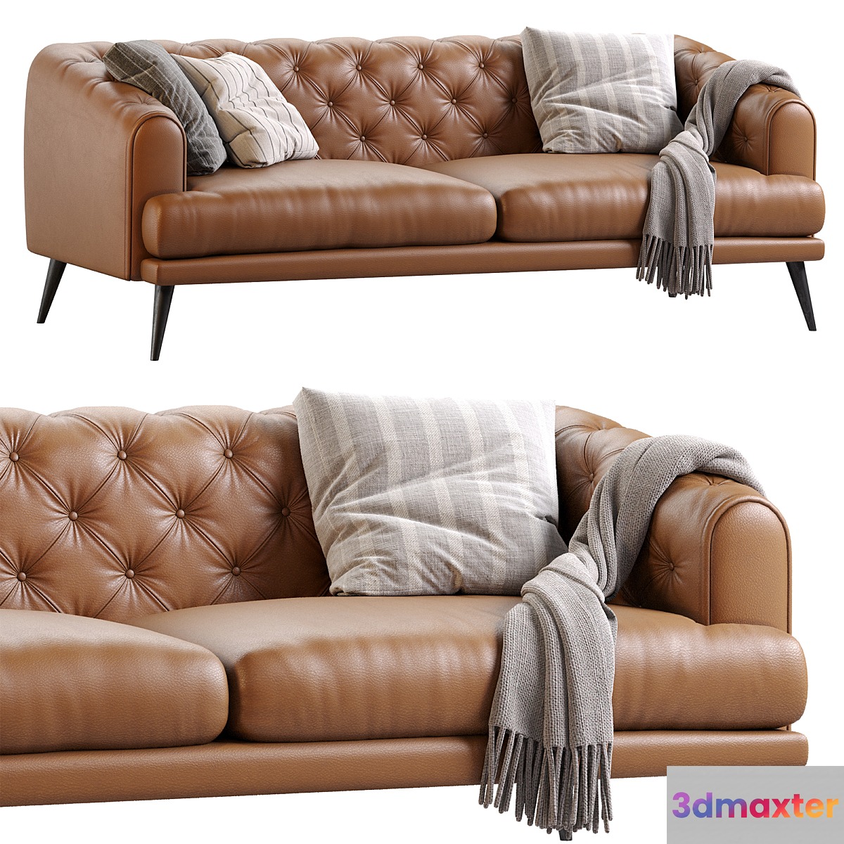 Earl Gray Modern Chesterfield Sofa 3D Max