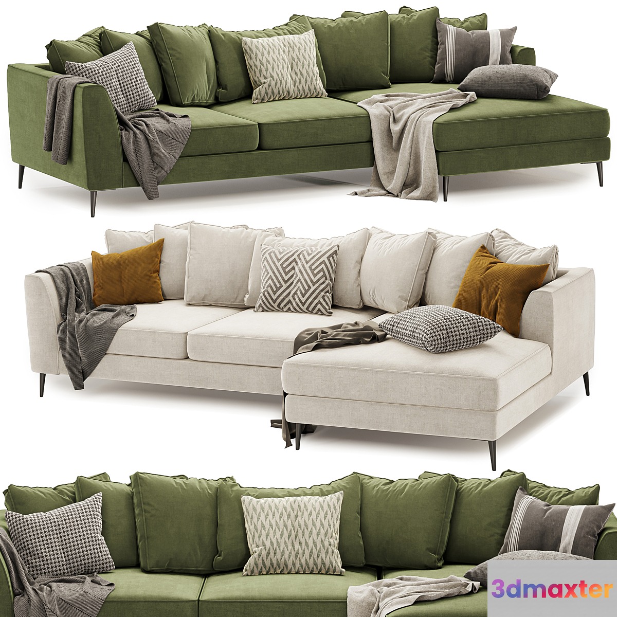London Large Pillow Back Chaise Sofa