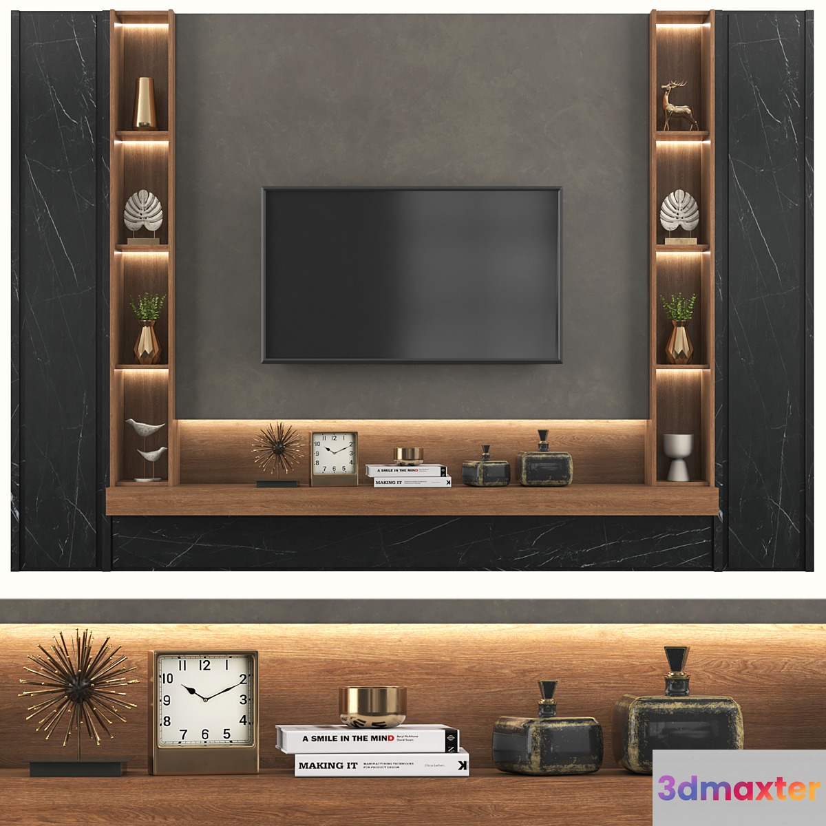 Modern TV Wall set152 3D Max