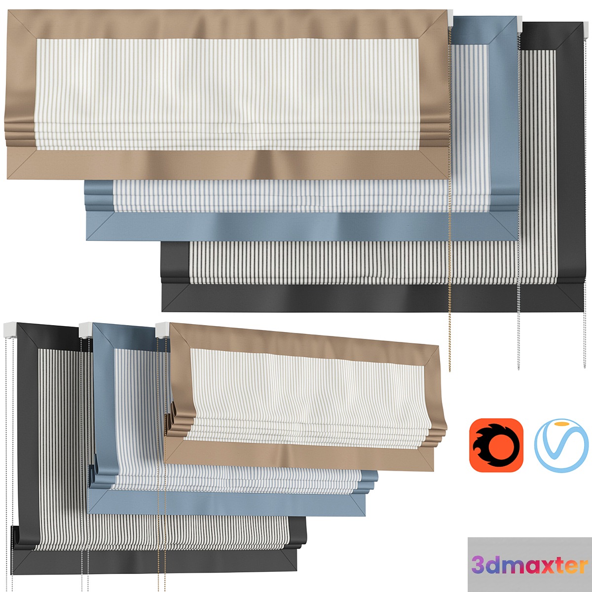 Roman Curtains 185 | Larkbury Curtains | Stripe and Silk