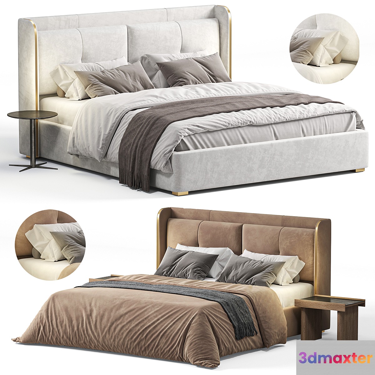 White Wingback King Bed by homary 3D Max