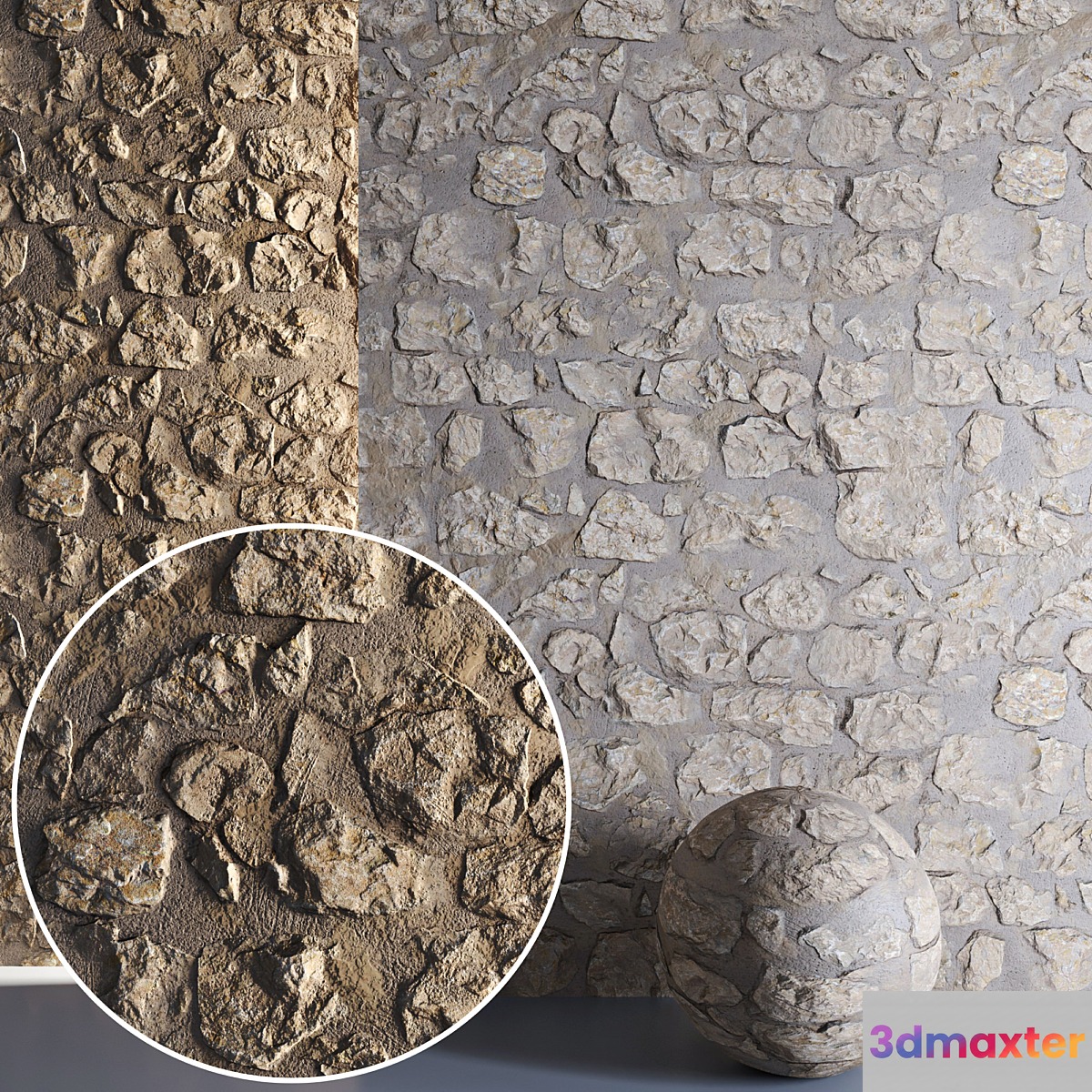Mrf Brown Wall Stone 01 3D Max