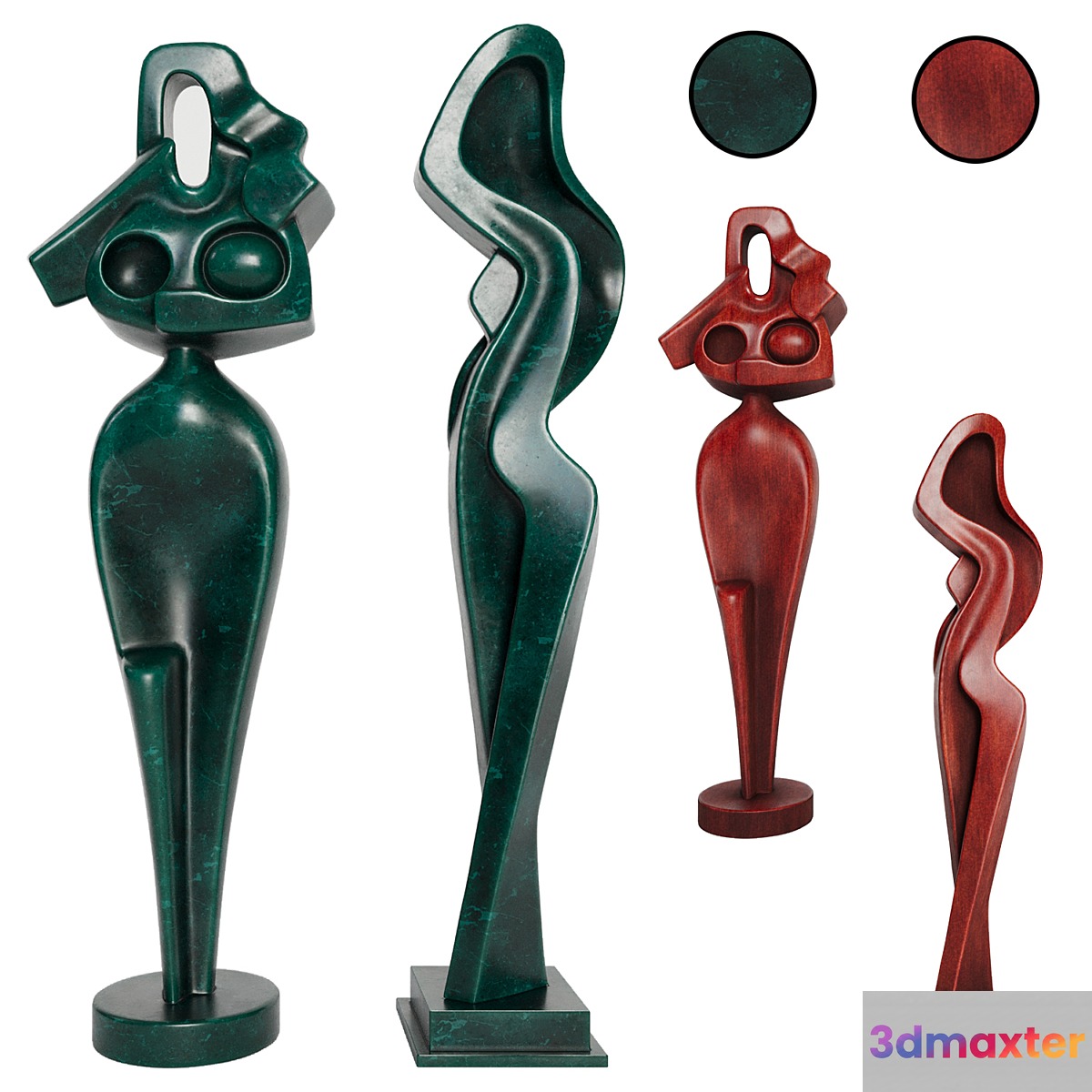carved women figures 3D Max