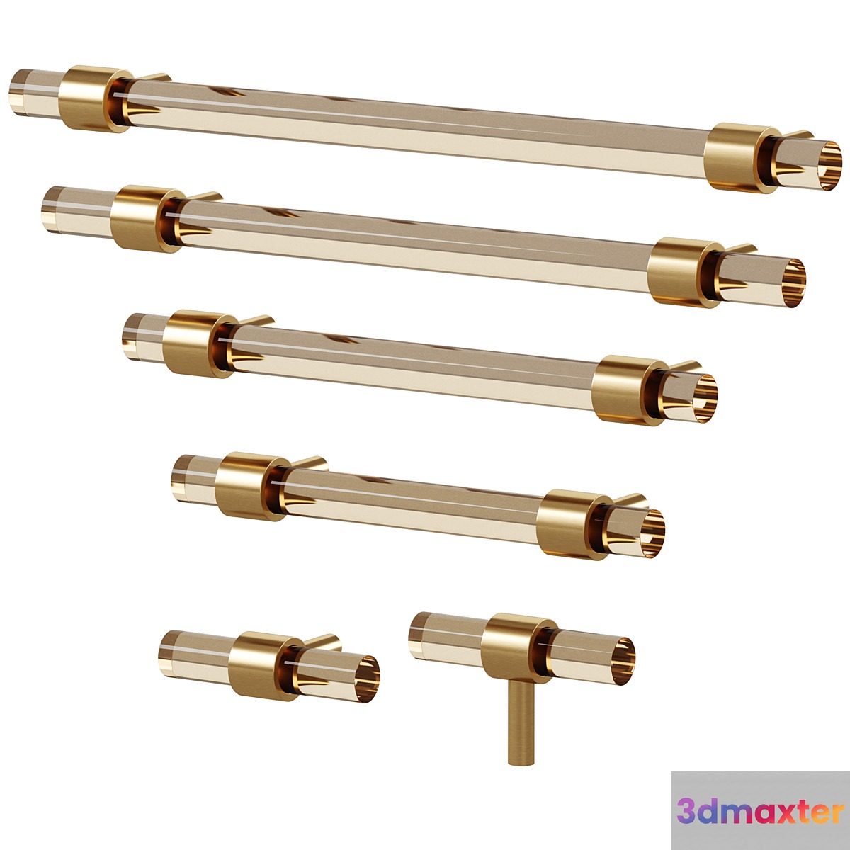 Furniture handle PUR Acrylic & Brass by Meraki - No.2 3D Max