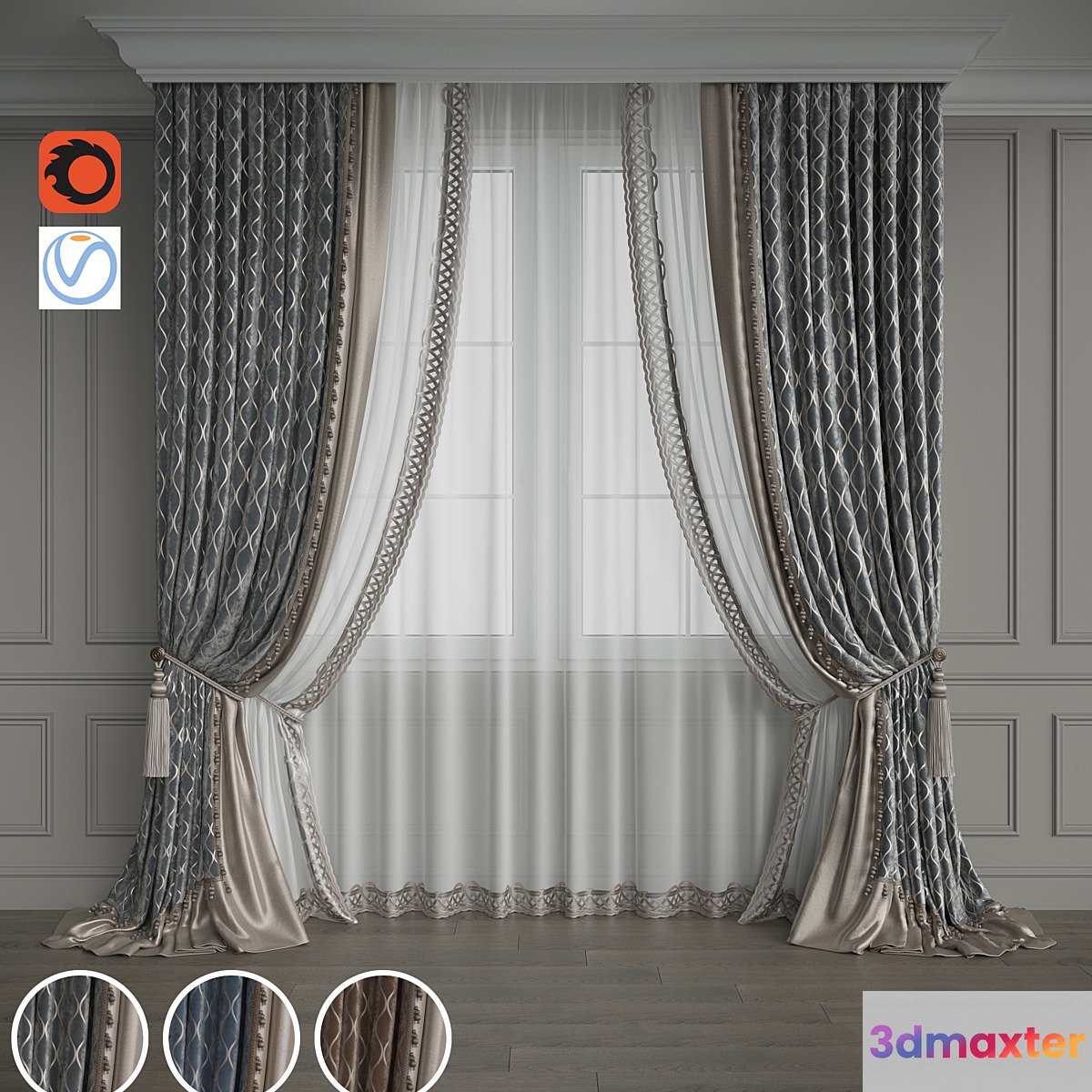 Drapery set 128 3D Max