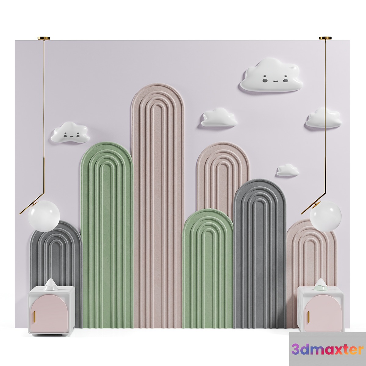 Headboard in nursery 05 3D Max