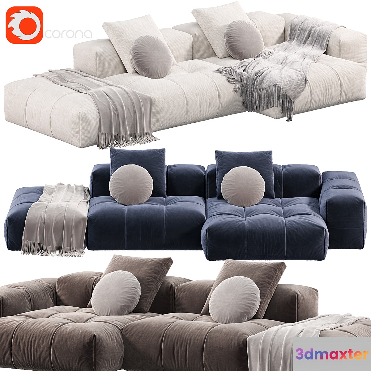 PIXEL Sofa by Saba Italia 4 sofas 3D Max