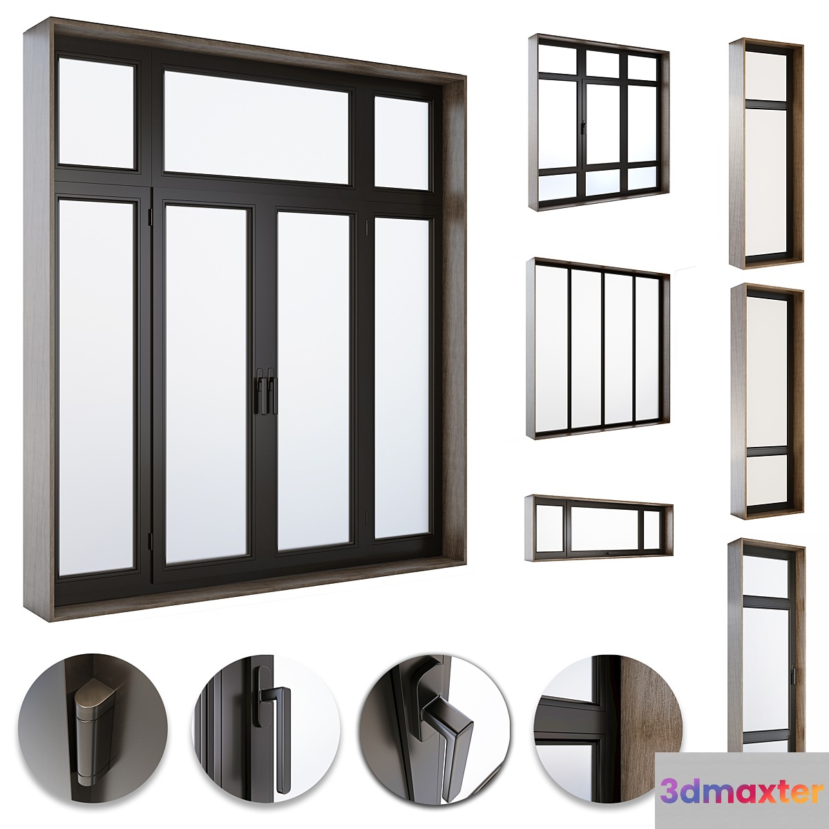 modern windows 3D Max