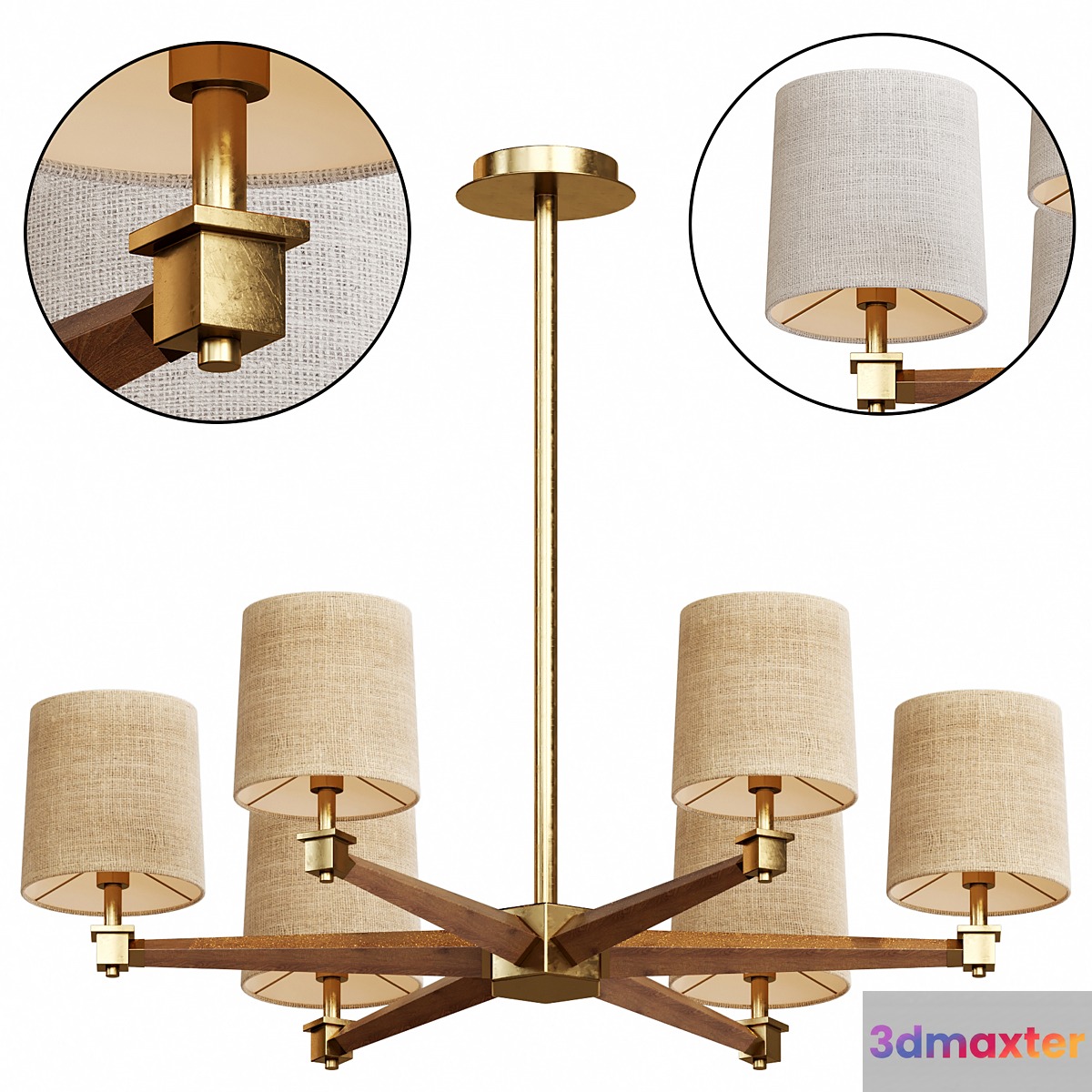 Wooden chandelier Scandinavian style 3D Max