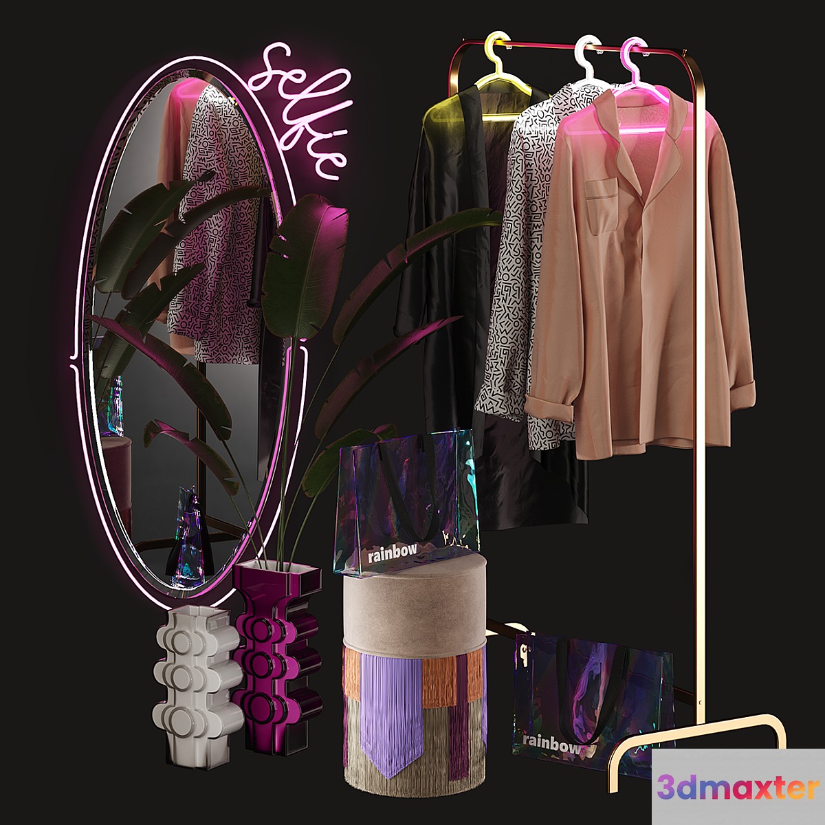 Clothing store window display set