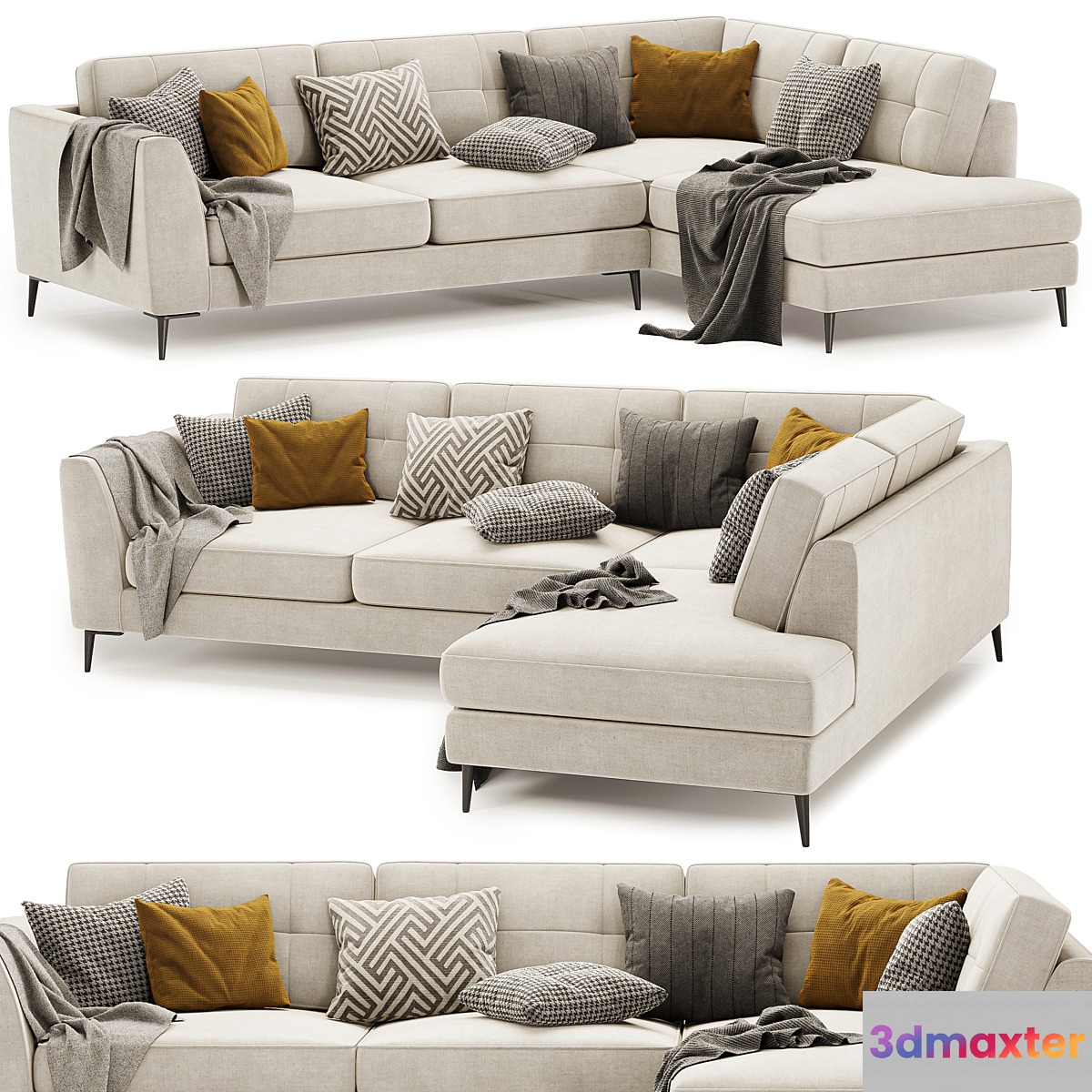London Large Standard Back Corner Sofa 3D Max