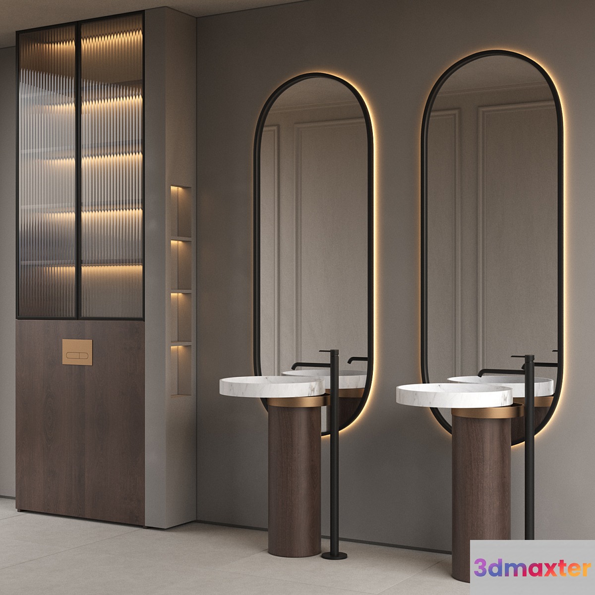 Bathroom furniture 1 - Falper Eccentrico basin & Noken Round faucet by Porcelanosa
