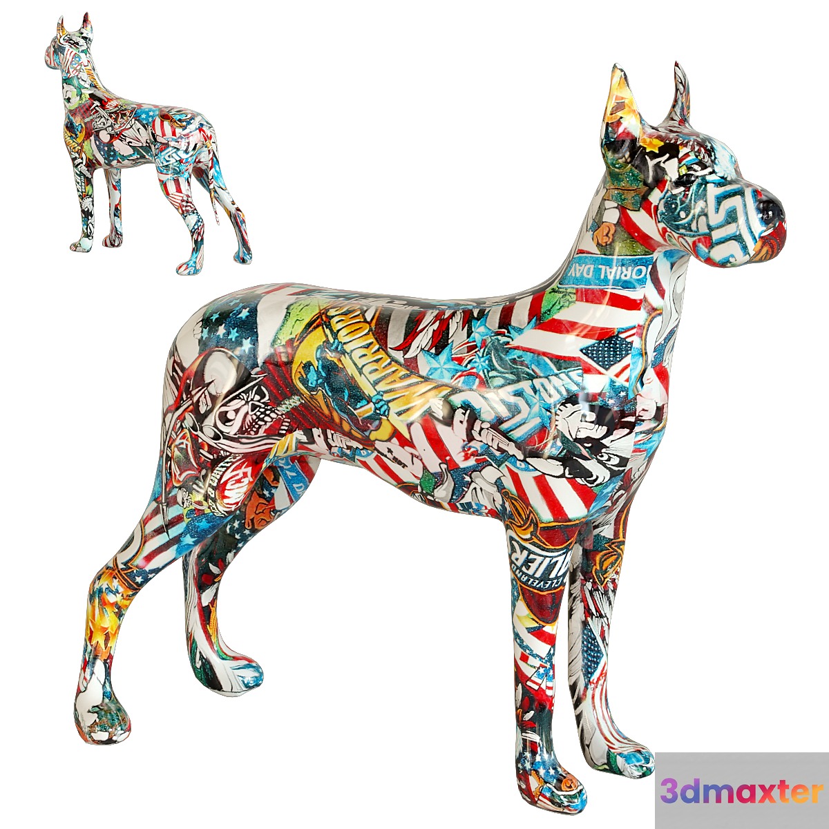 Deco Figurine Comic Dog Maddox 3D Max