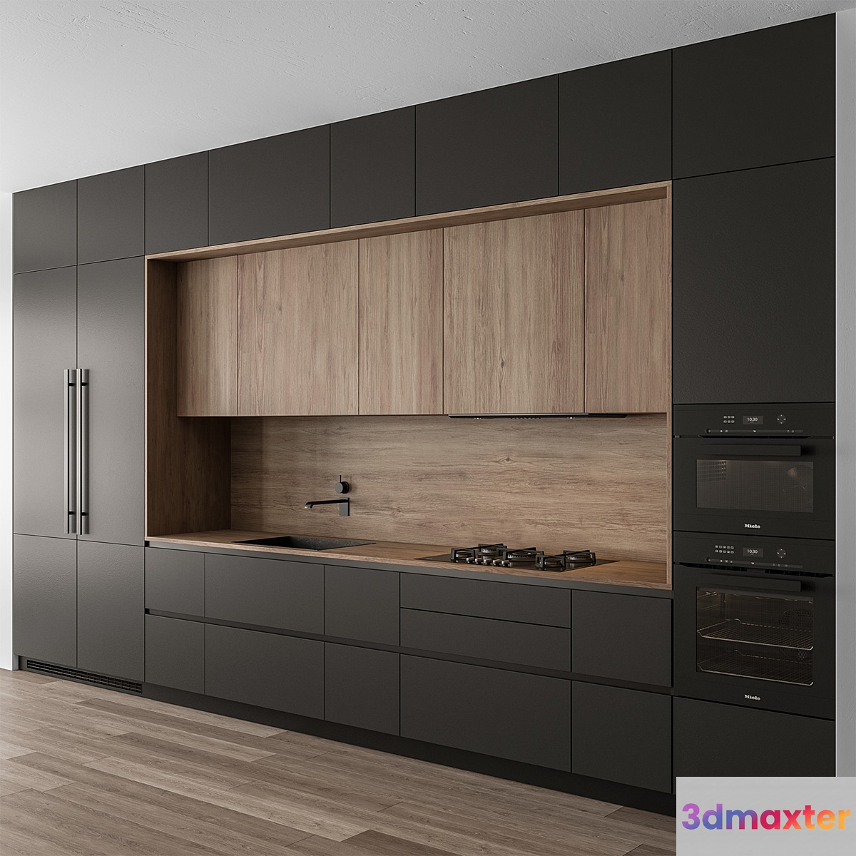 Kitchen Modern - Wood and Black 114 3D Max