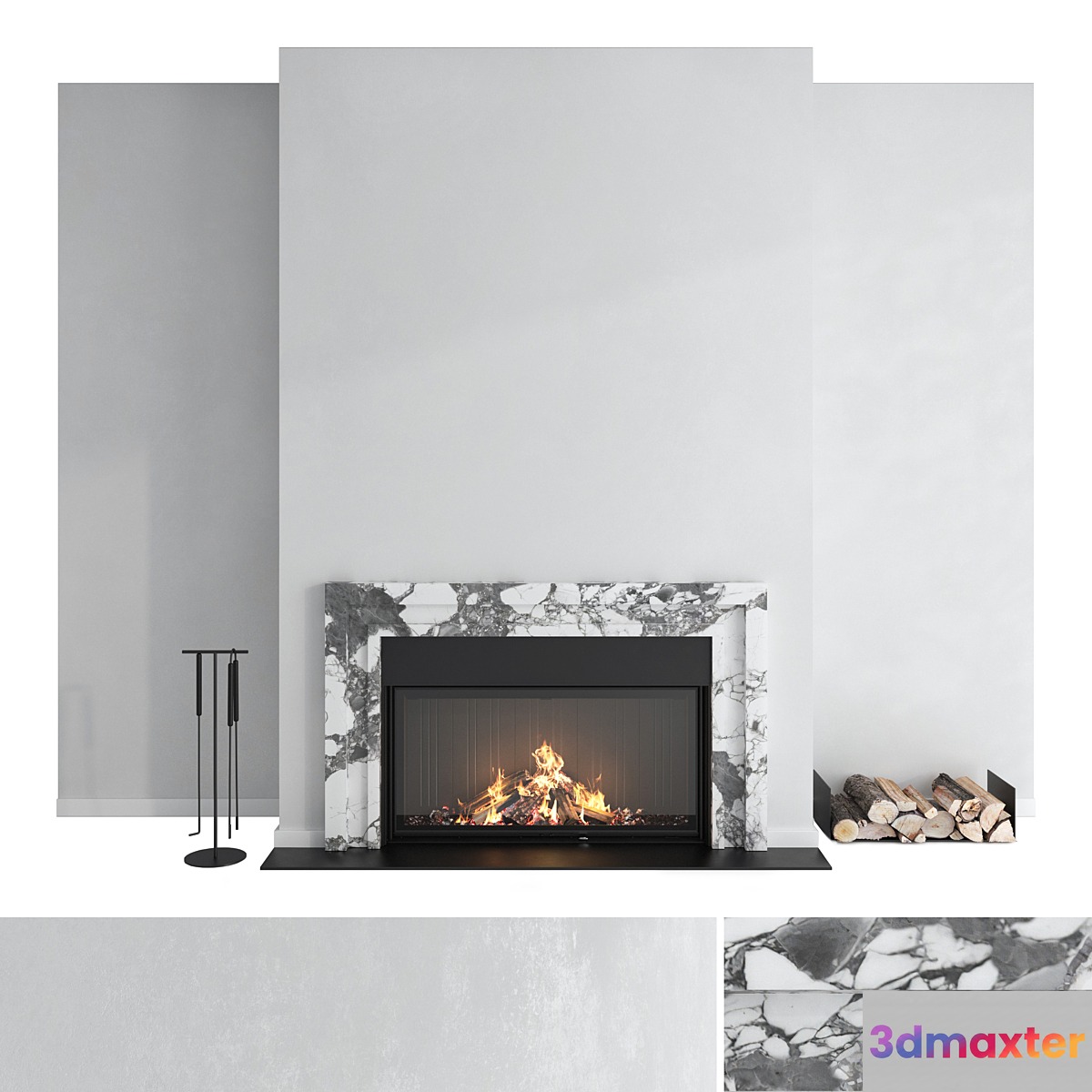 Decorative wall with fireplace set 43 - No.2