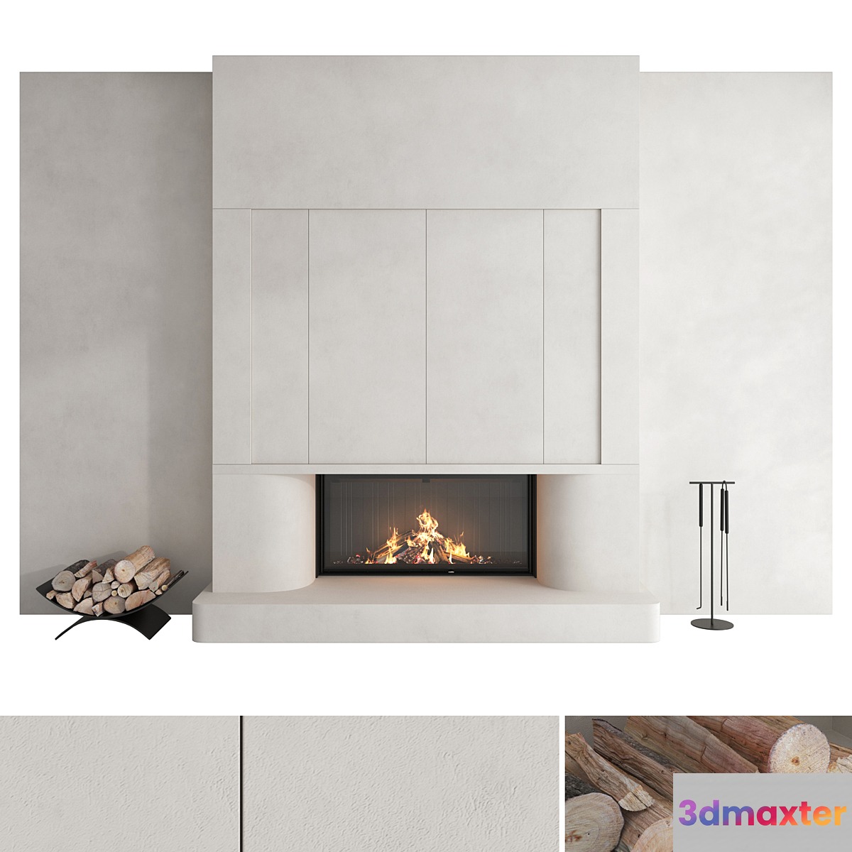 Decorative wall with fireplace set 47