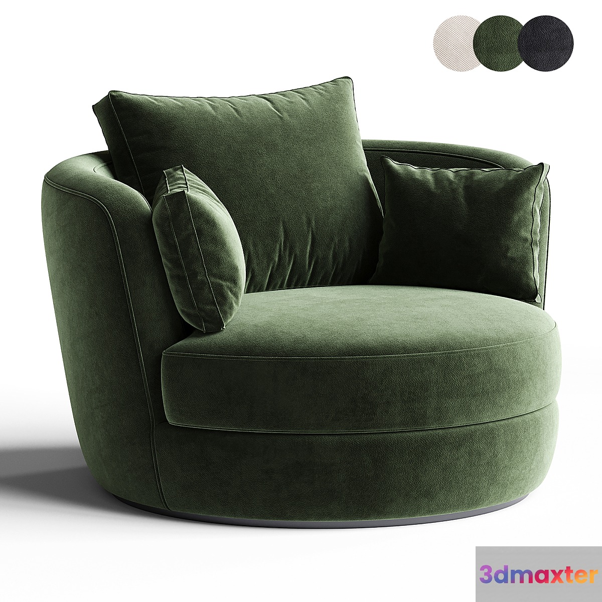 Dahlonega Upholstered Swivel Barrel Chair 3D Max