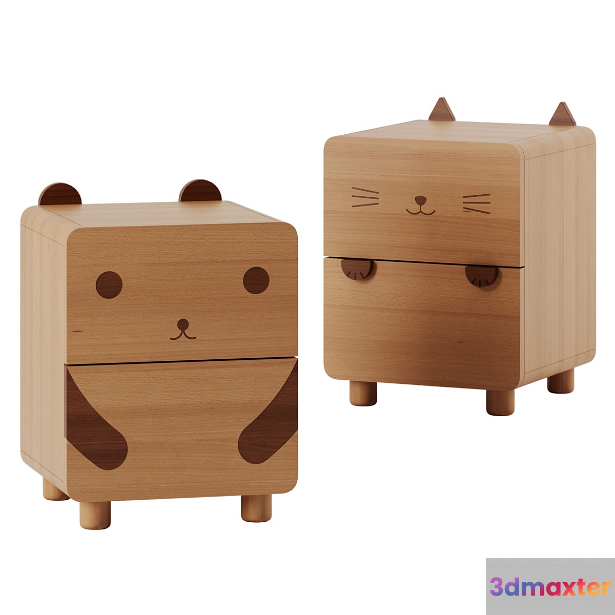Solid Wood Nightstand For Kids by Apollo Box