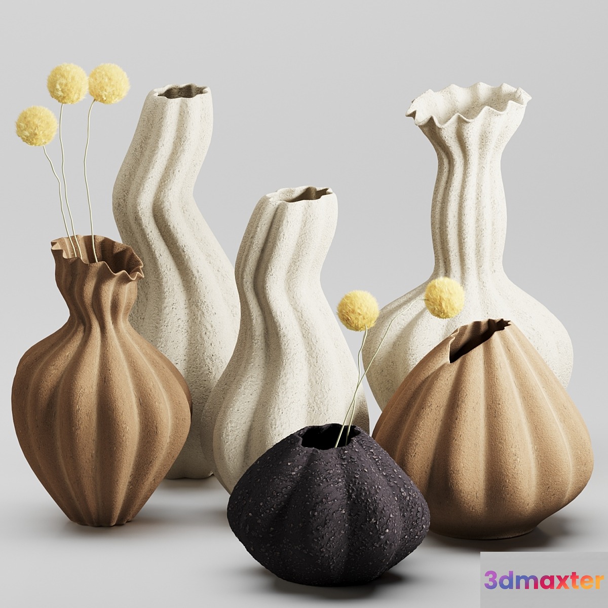 Vase Set 05-Malene Knudsen Ceramics 3D Max