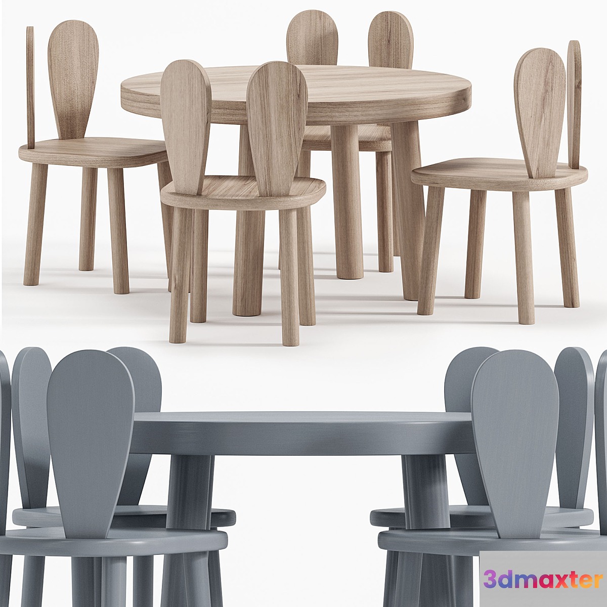 Rabbit Chair Wooden Kids Table By Etsy