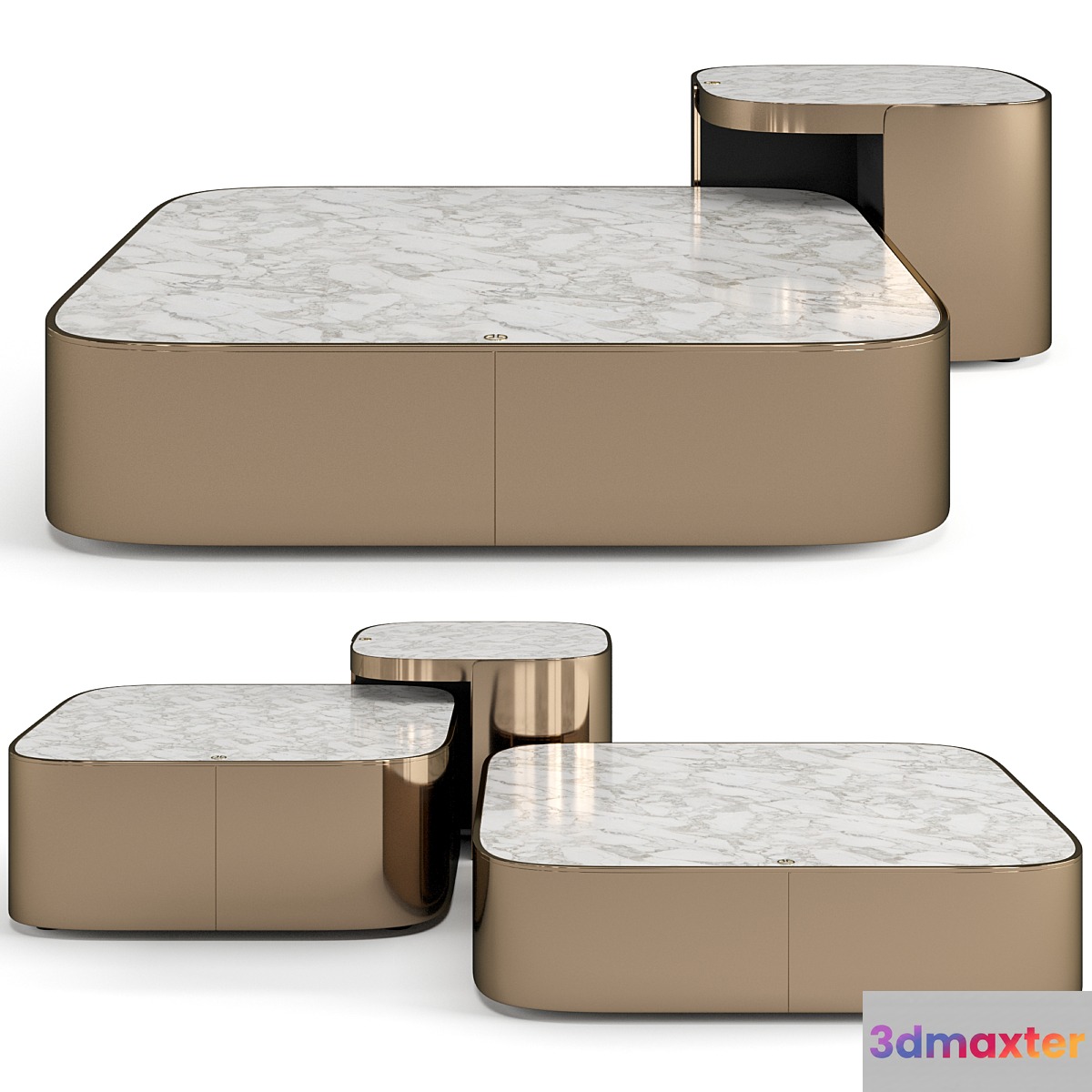 Luxence Luxury Living Parsons coffee tables set 3D Max