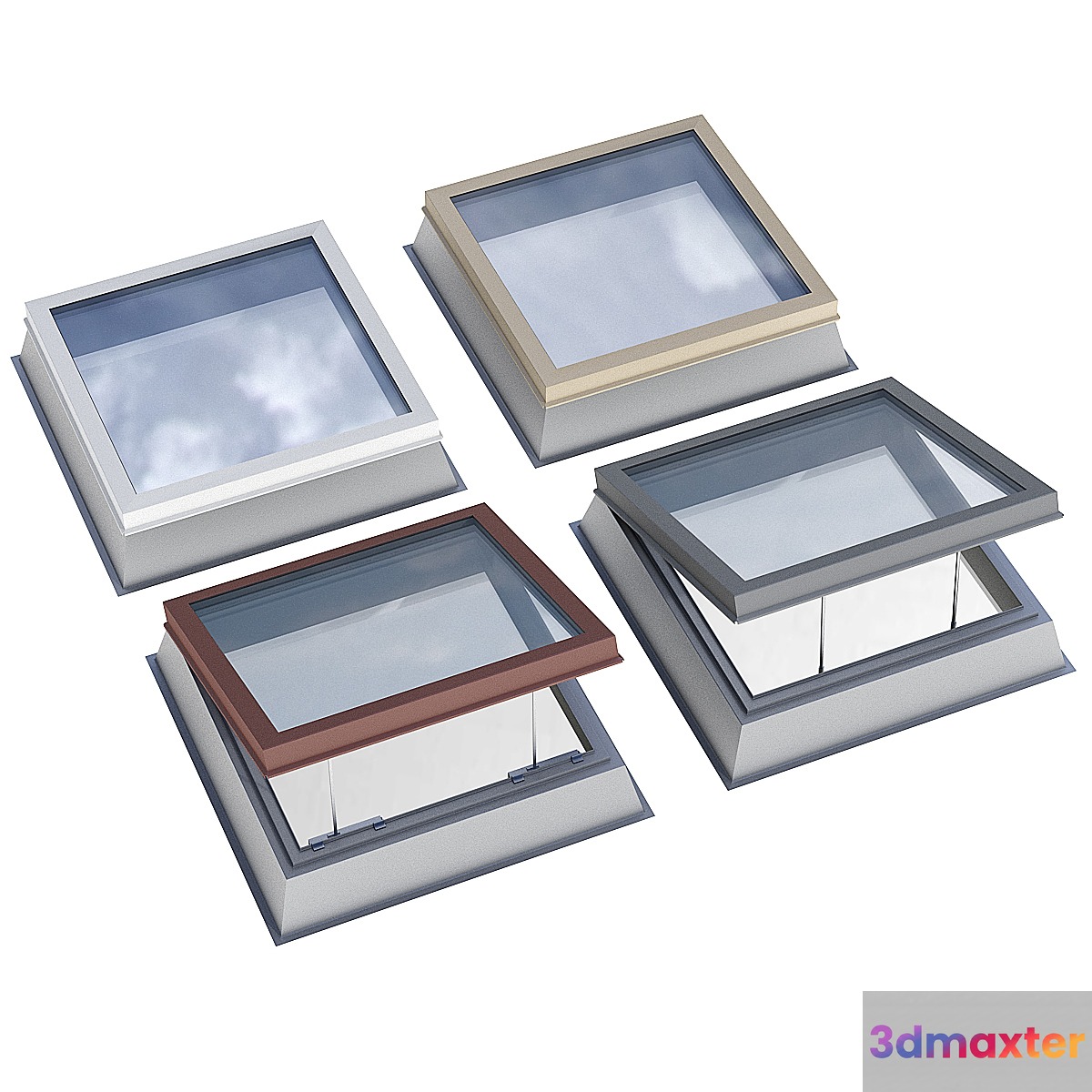 Skylight dormer window second light on a flat roof _ Modular roof window dormer skylight rooflight 3D Max