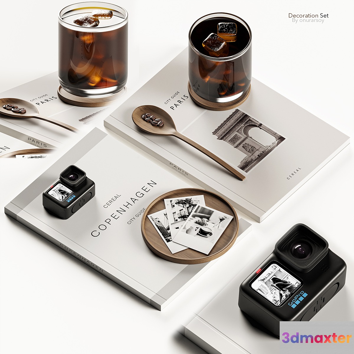 Decoration set with Books and Coffee 3D Max