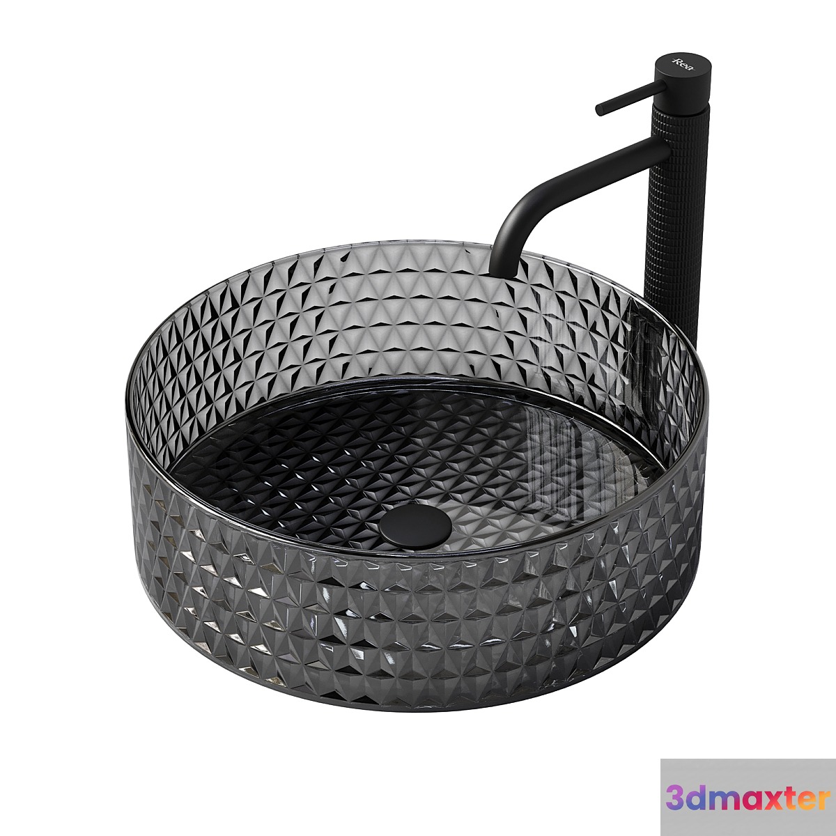 REA Cristal black washbasin with Gusto One tap 3D Max