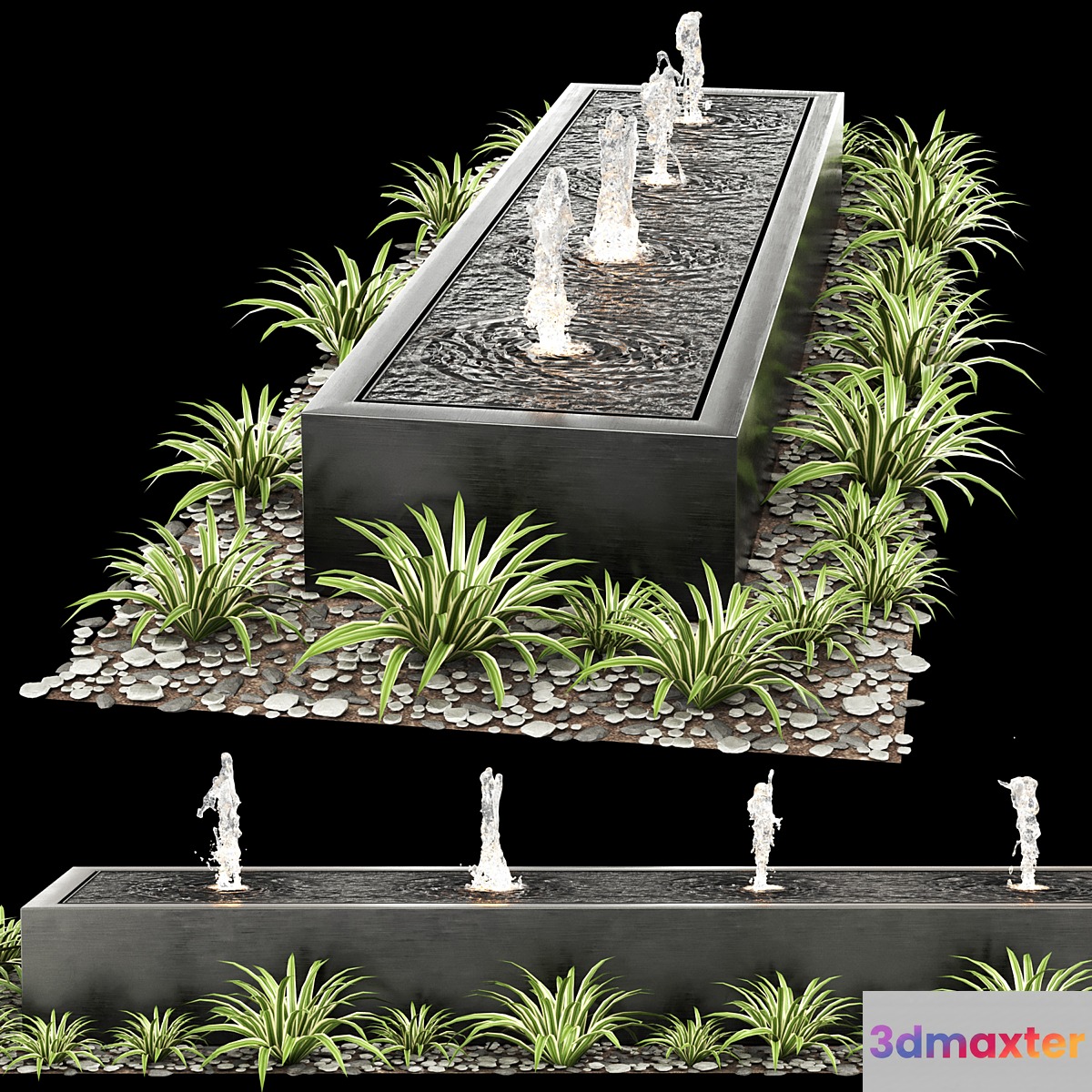 Modern box fountains_01 3D Max
