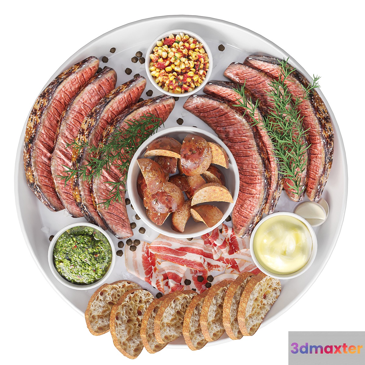 Meat plate with steak and spices - No.2