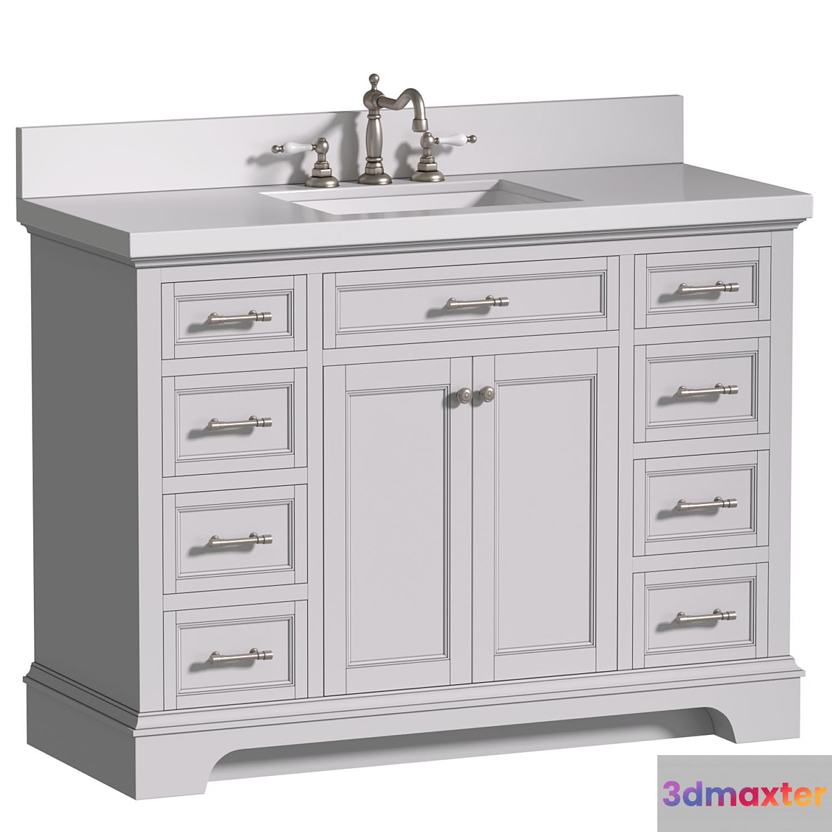 Bathroom Cabinet with a washbasin in a classic style. Bathroom furniture.Bathroom Sink Vanity 3D Max