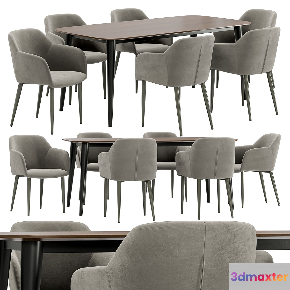 Cecilia dining chair and Sevilla table 3D Max